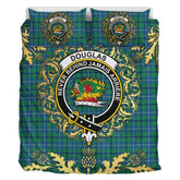 Douglas Ancient Tartan Crest Bedding Set - Golden Thistle Style